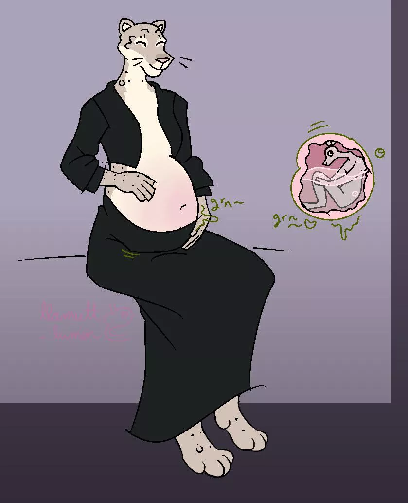 {image} Small snack (llamutt_lumen) [furry] [F/?] [Female snow leopard pred] [unwilling prey] [size difference]