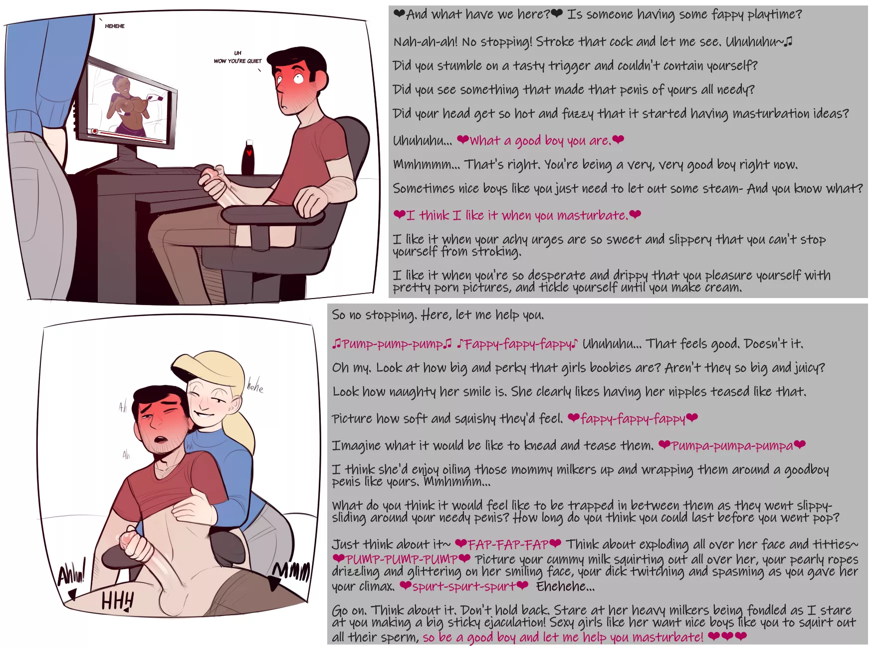 It turns her on when you watch porn [handjob][watching porn][affectionate teasing]