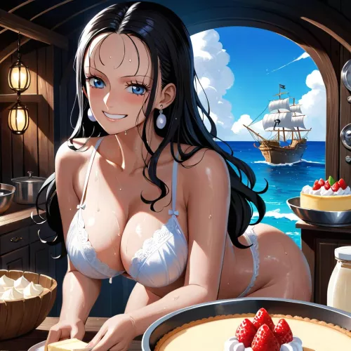 Nico Robin with white lingerie 2