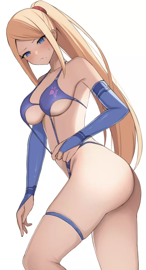 Samus wearing a new bikini artwork by (wabimochi)