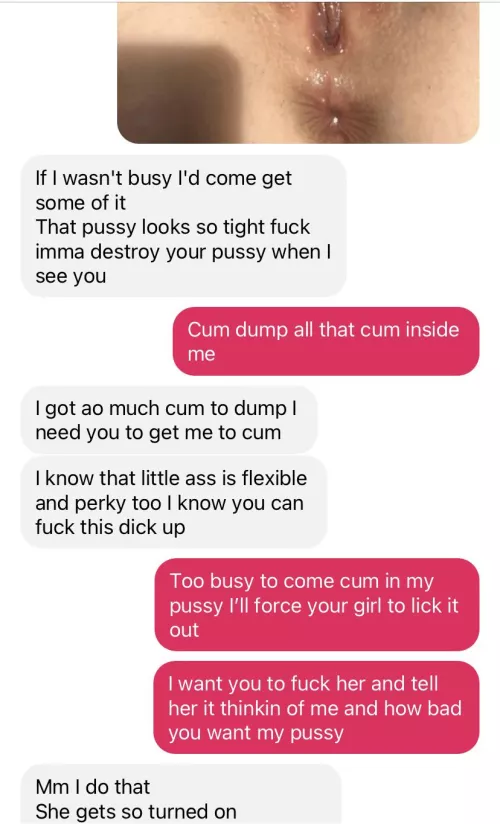 Texts between my man and the girl heโs gonna fuck, this is one of many screenshots