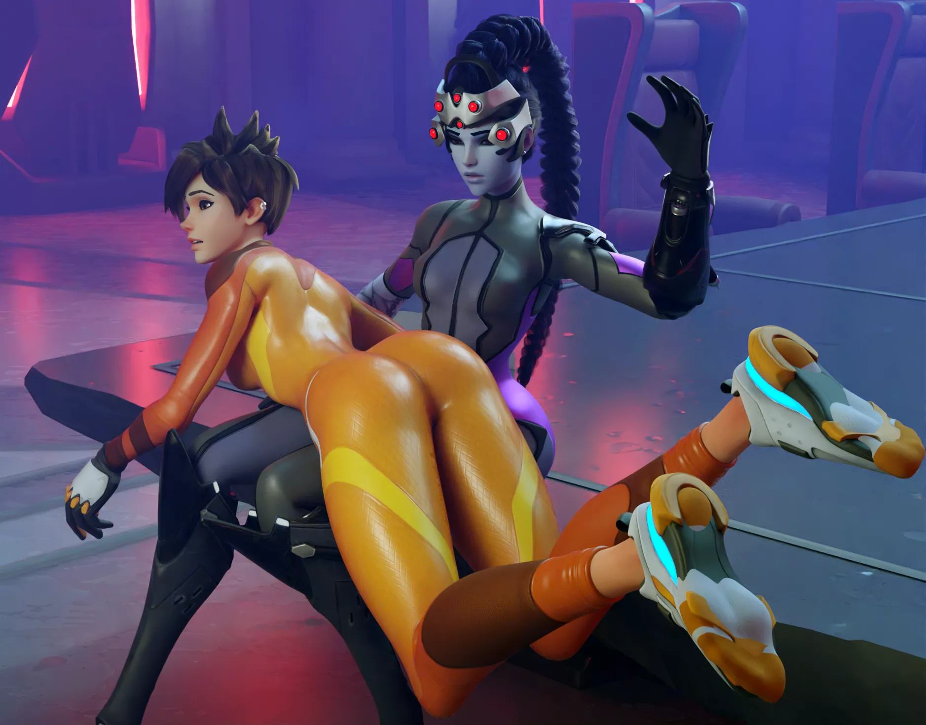 Widowmaker spanking Tracer (KinkBlink)