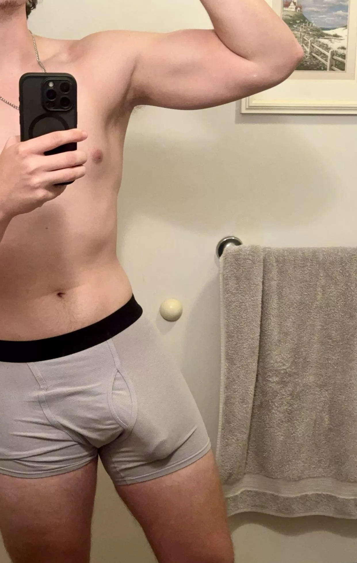 Morning wood and grey boxers is dangerous