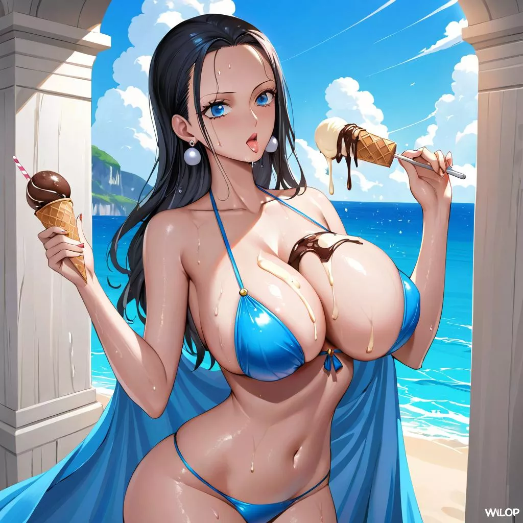 Nico Robin eating ice cream 4