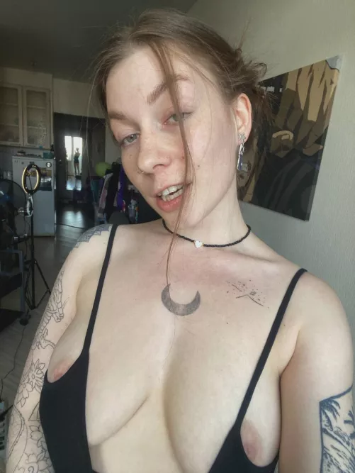 Open your mouth and I'll put my sagging tits in your mouth for you to suck on