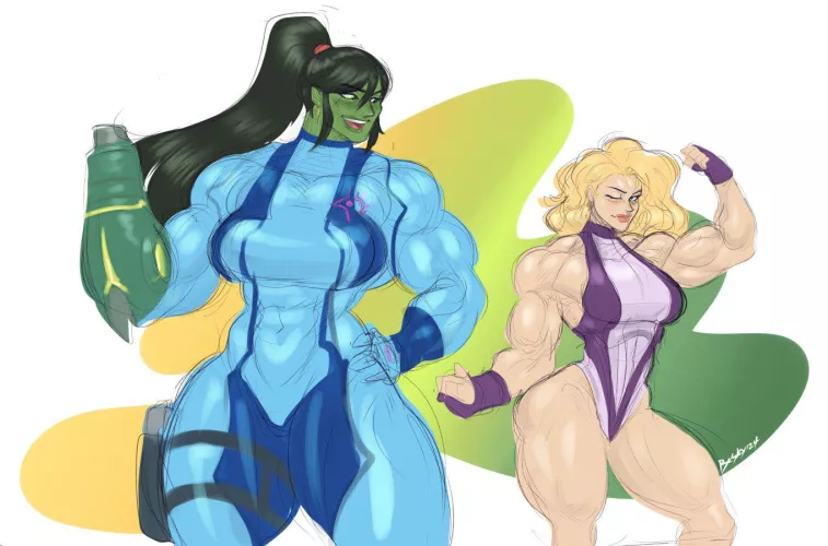 She-Hulk and Samus costume swap [@BeskyU]