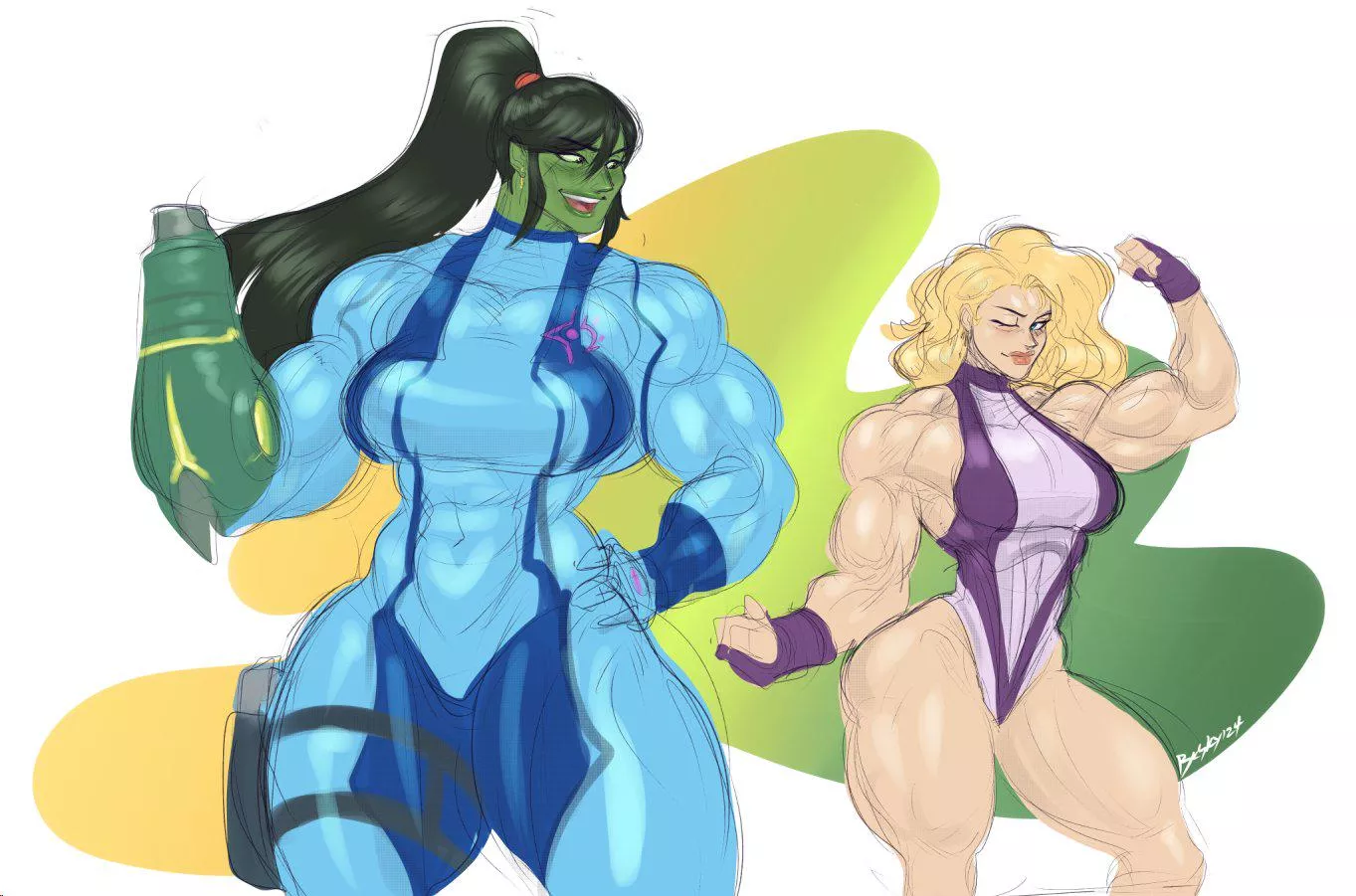 She-Hulk and Samus costume swap [@BeskyU]