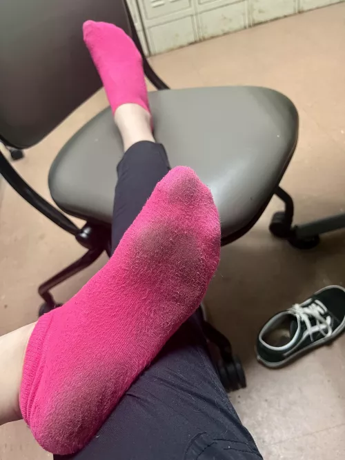 These 5 day worn socks should be resting on your face, not this chair