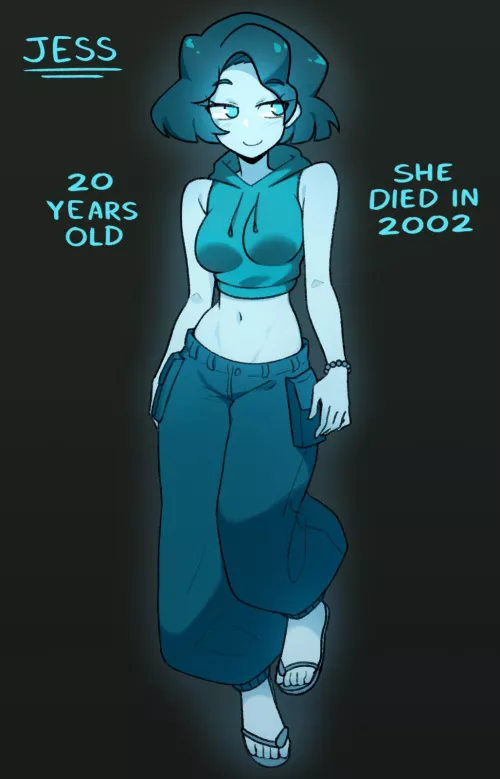 This is Jessica, a ghost girl stuck in the 2000s. (OC by Tobias Wheller)