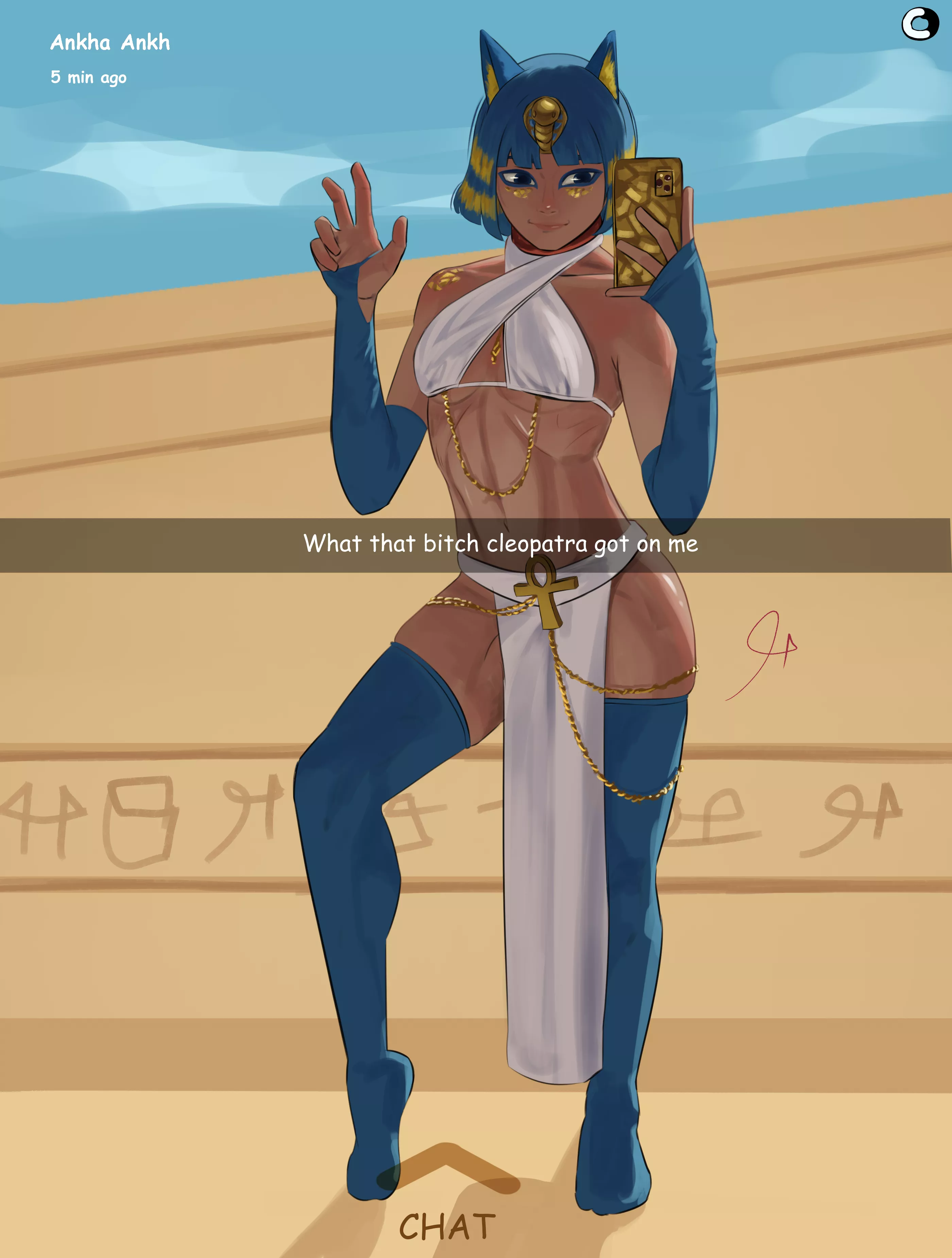 Ankha uses Snapchat