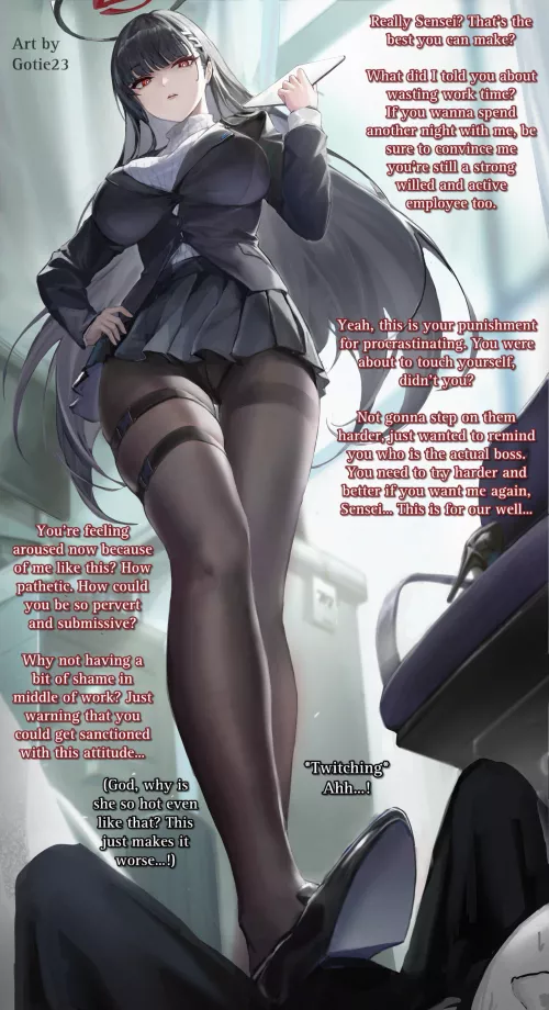Rio Tsukatsuki, tough boss at day [Blue Archive] [Femdom] [Degrading] [Office lady] [Stepping on you] [Hard work demanding] [No being lazy]
