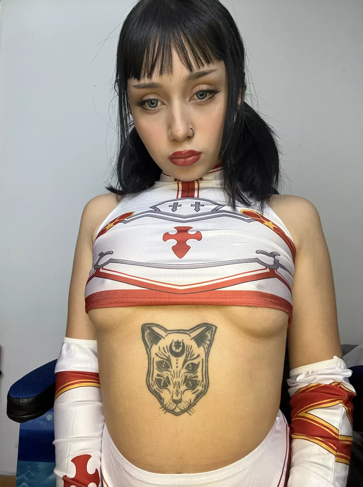 Am I wearing my crop-top too high? Don't answer that because it's not high enough.