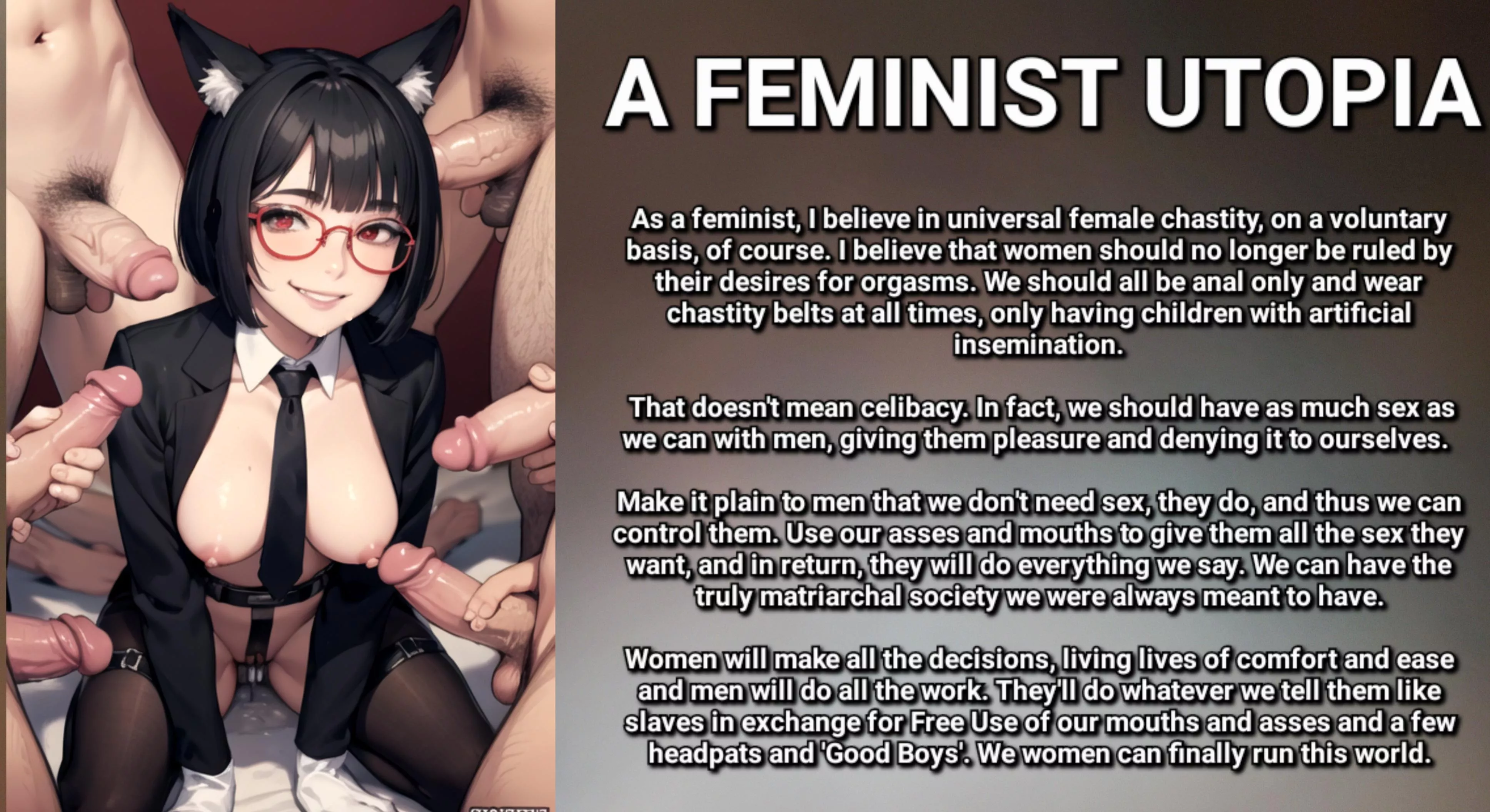 An Anal Only Free Use Chastity Feminist Utopia [Ai Generated]