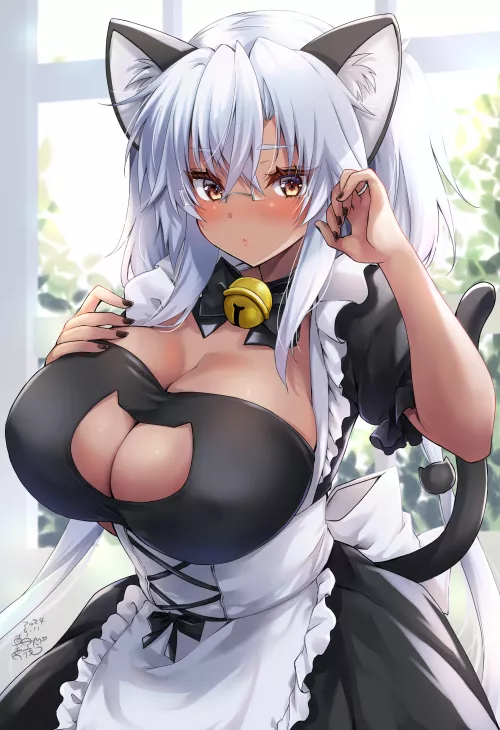 Buxom Dark-skinned catgirl maid (Mashiro Yukiya)