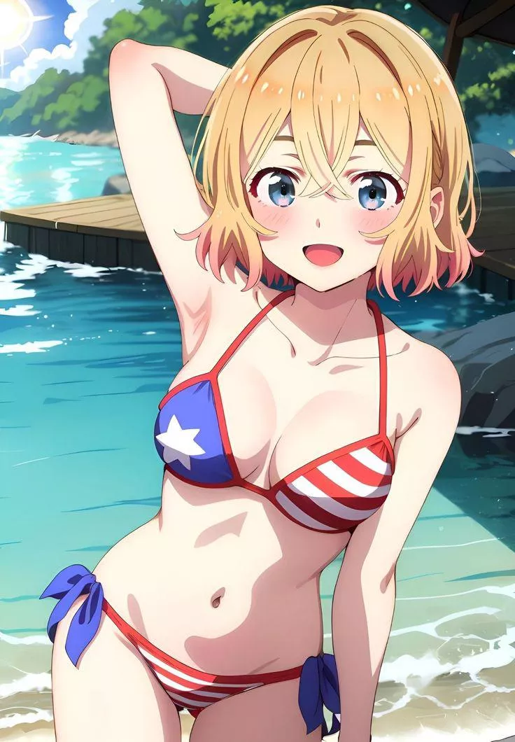 Nanami Mami Wearing Her Stars And Stripes Bikini (Rent A Girlfriend)