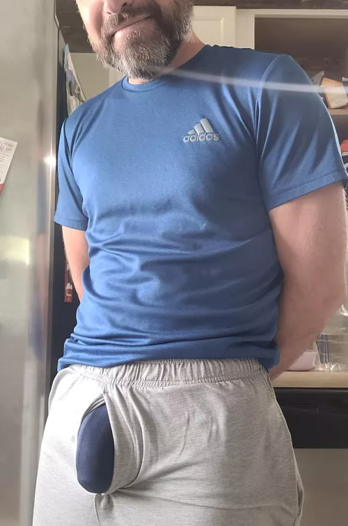 What's under the grey sweats. 