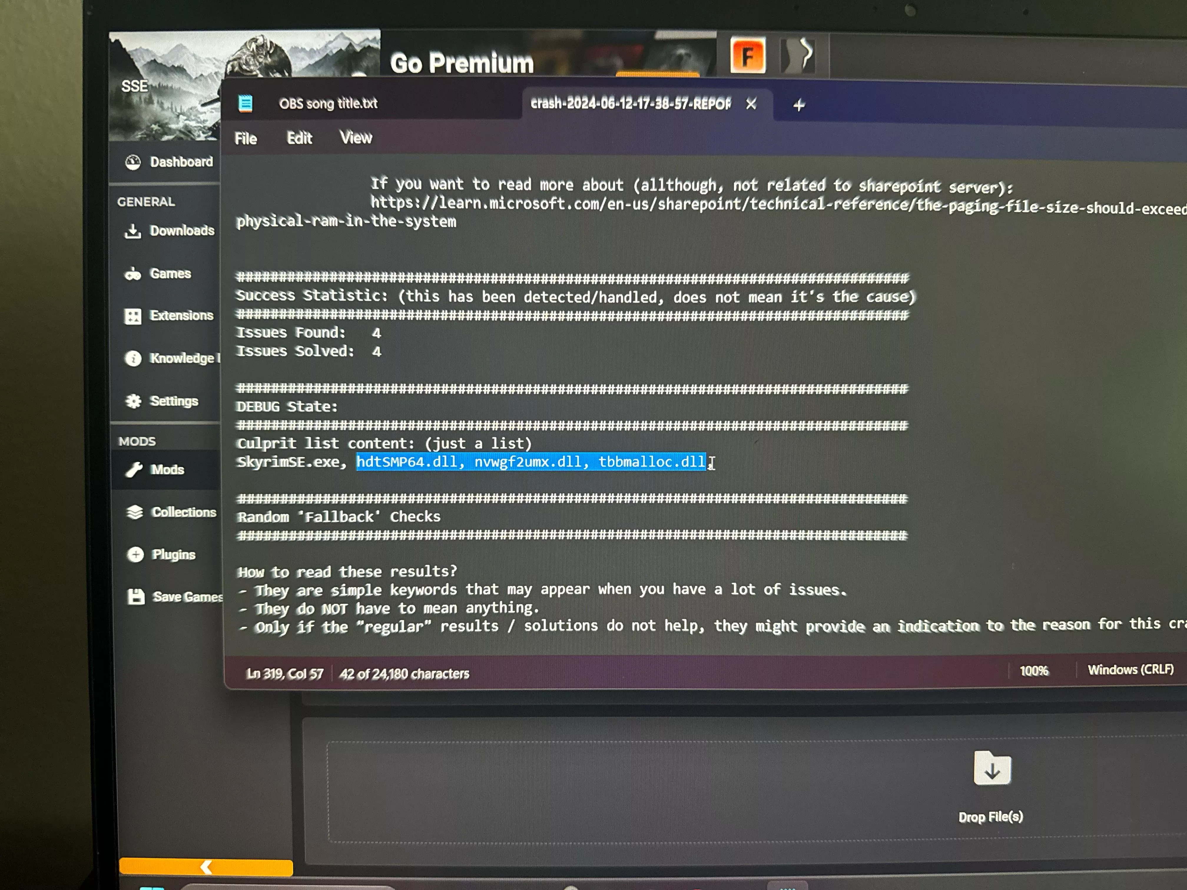 Crash logger analysis says a mod is causing problems that I don’t have installed