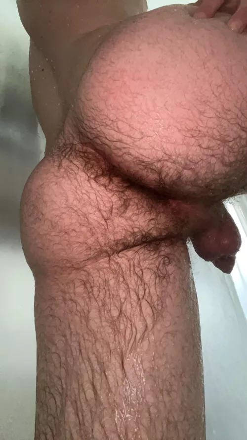 My hairy ass in the shower 