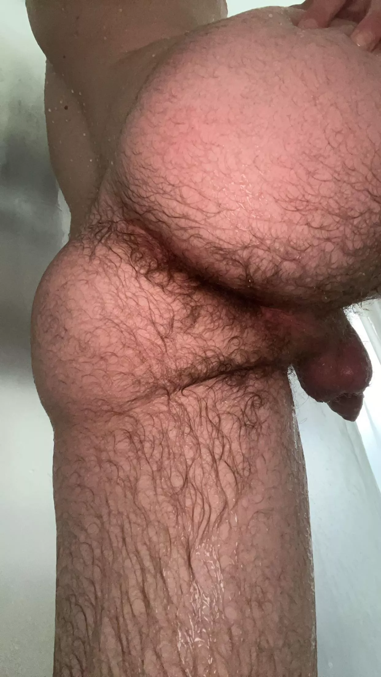 My hairy ass in the shower 