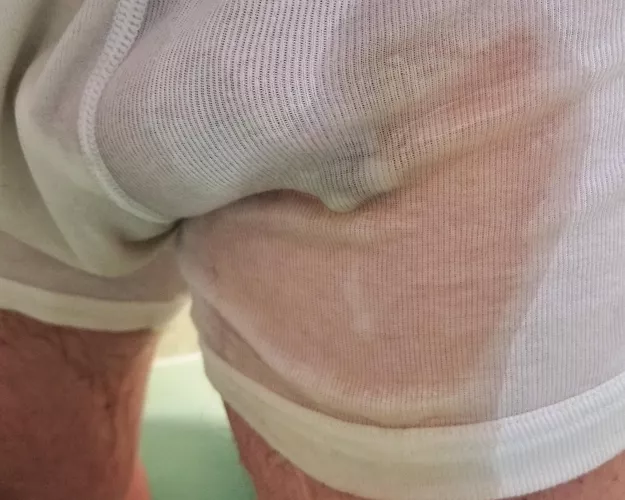 My PA showing through my pissy, rank boxer briefs 🐷