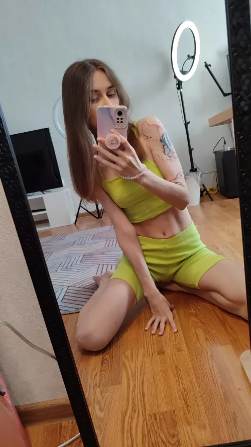 Trying on my new yoga shorts