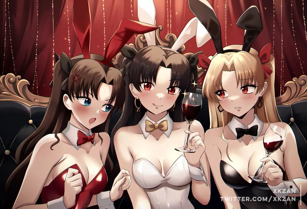 Bunny girls with wine