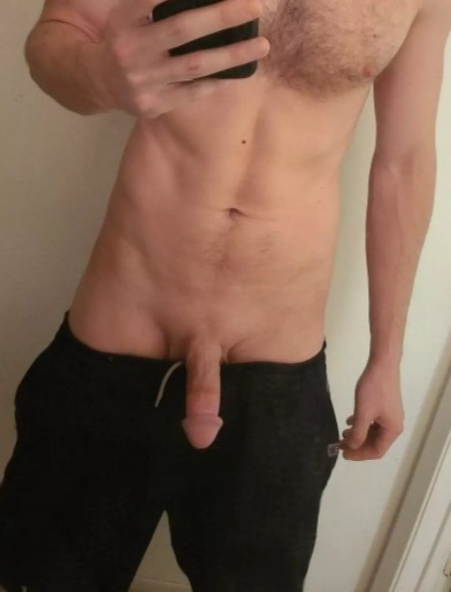 My favorite thing about loose shorts with no underwear. It always wants to come out and say hi