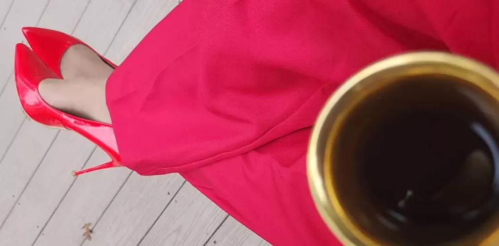 Red five inch heels tonight 