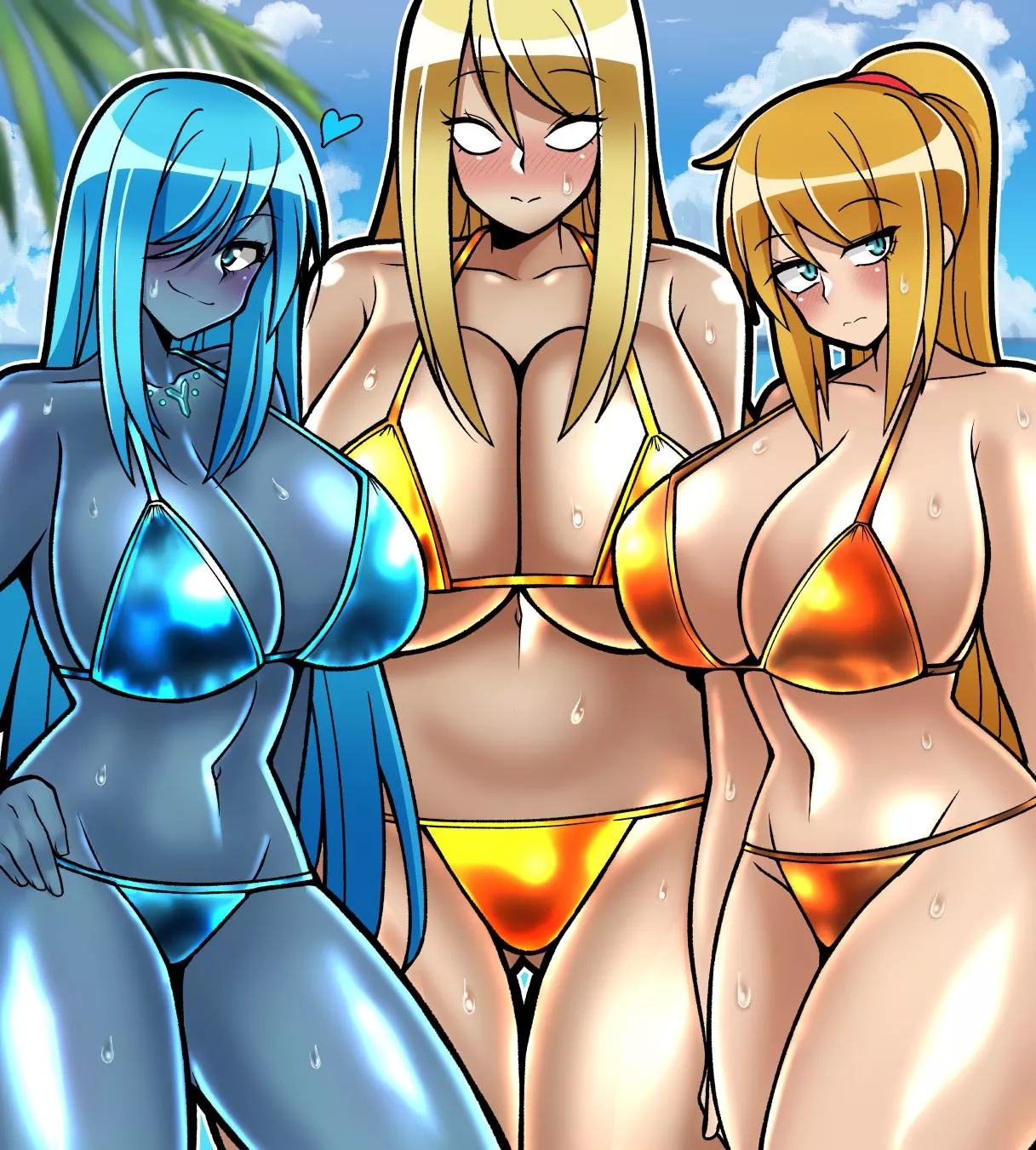 Samus Dark Samus and SA-X at the beach together (Iriomute Umineko)