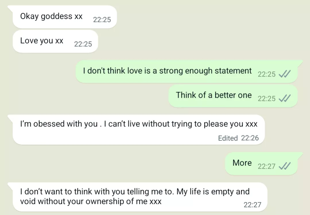 Sometimes it's not about torture... it's about being praised and worshipped 