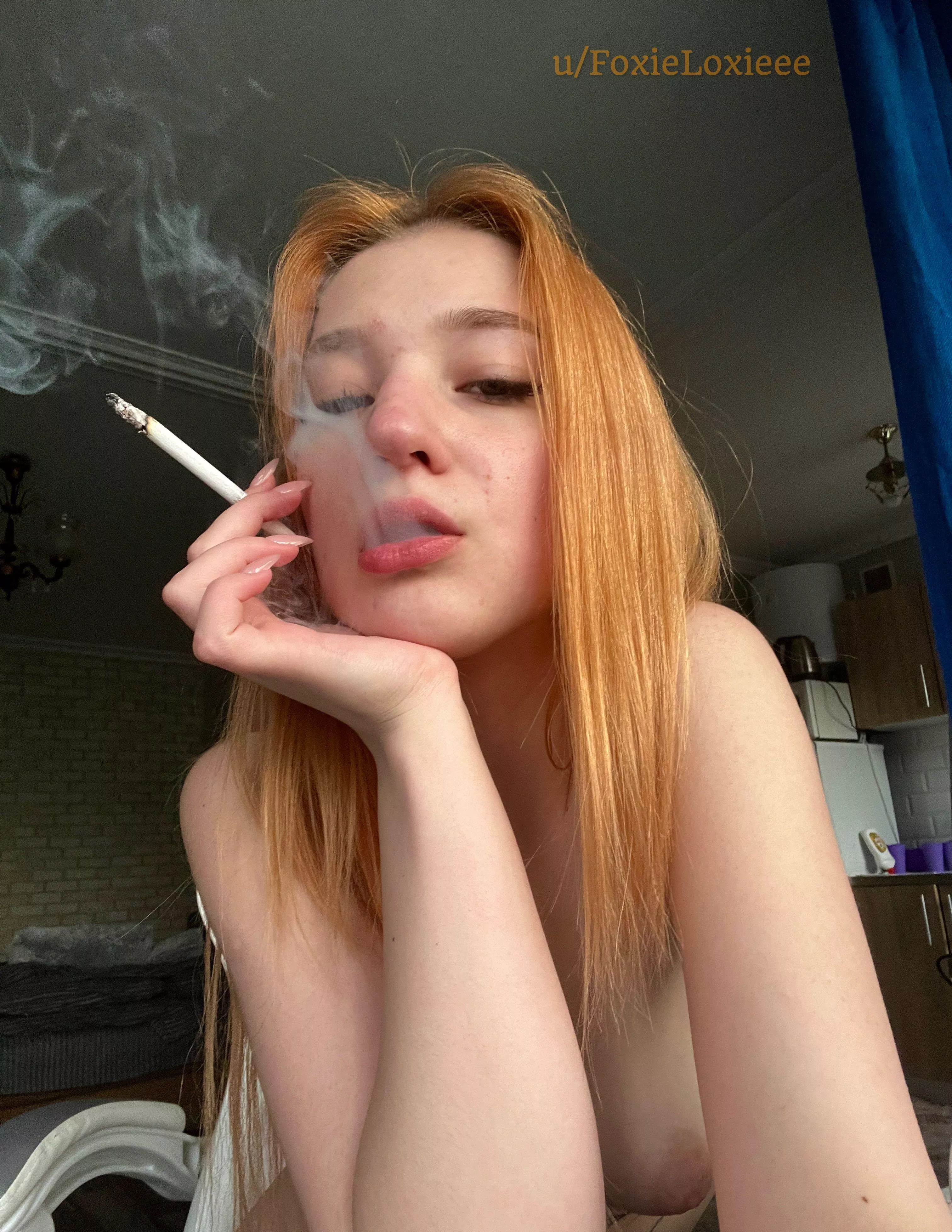 Would you suck on my ginger tits while I smoke?