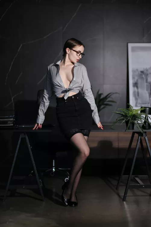 My hot outfit can make our work more productive..