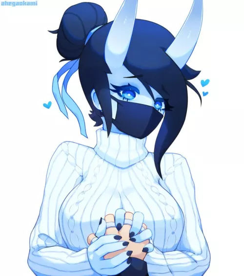 Some premarital hand holding with an oni girl (ahegaokami)