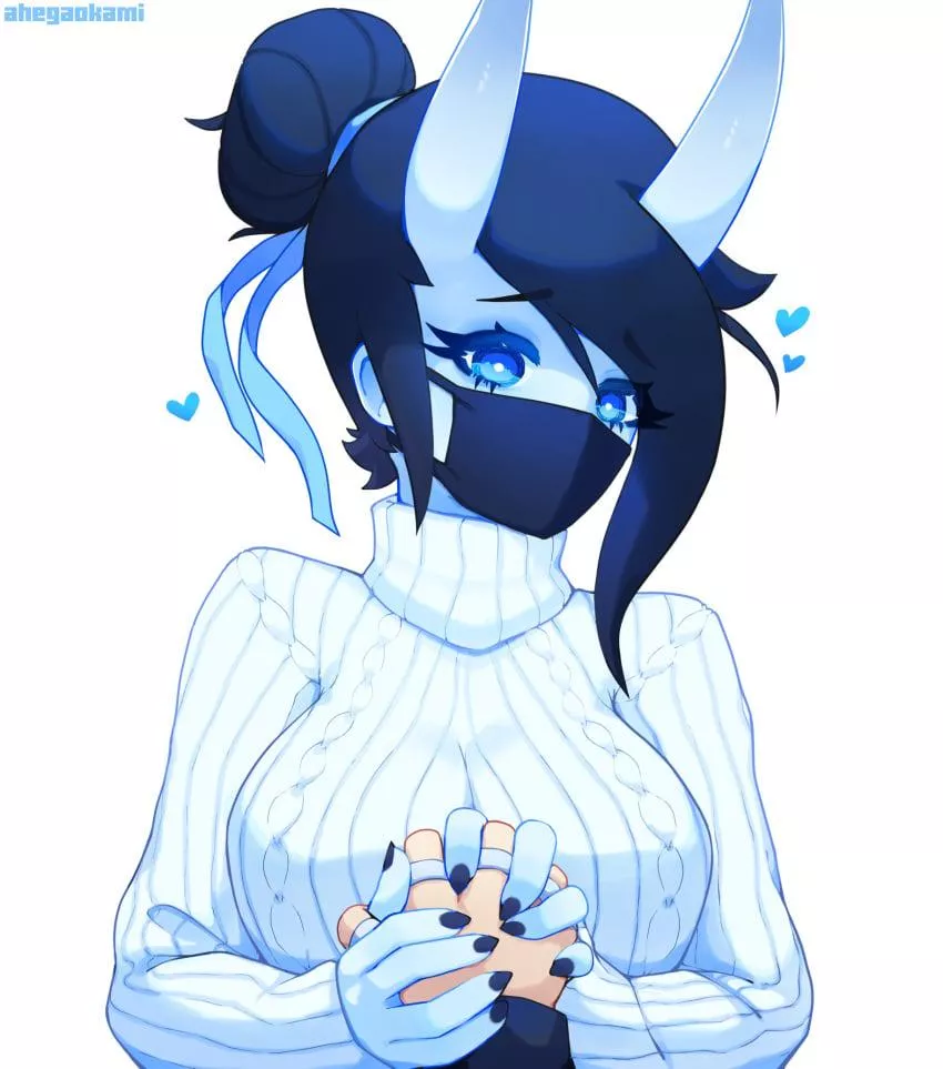 Some premarital hand holding with an oni girl (ahegaokami)