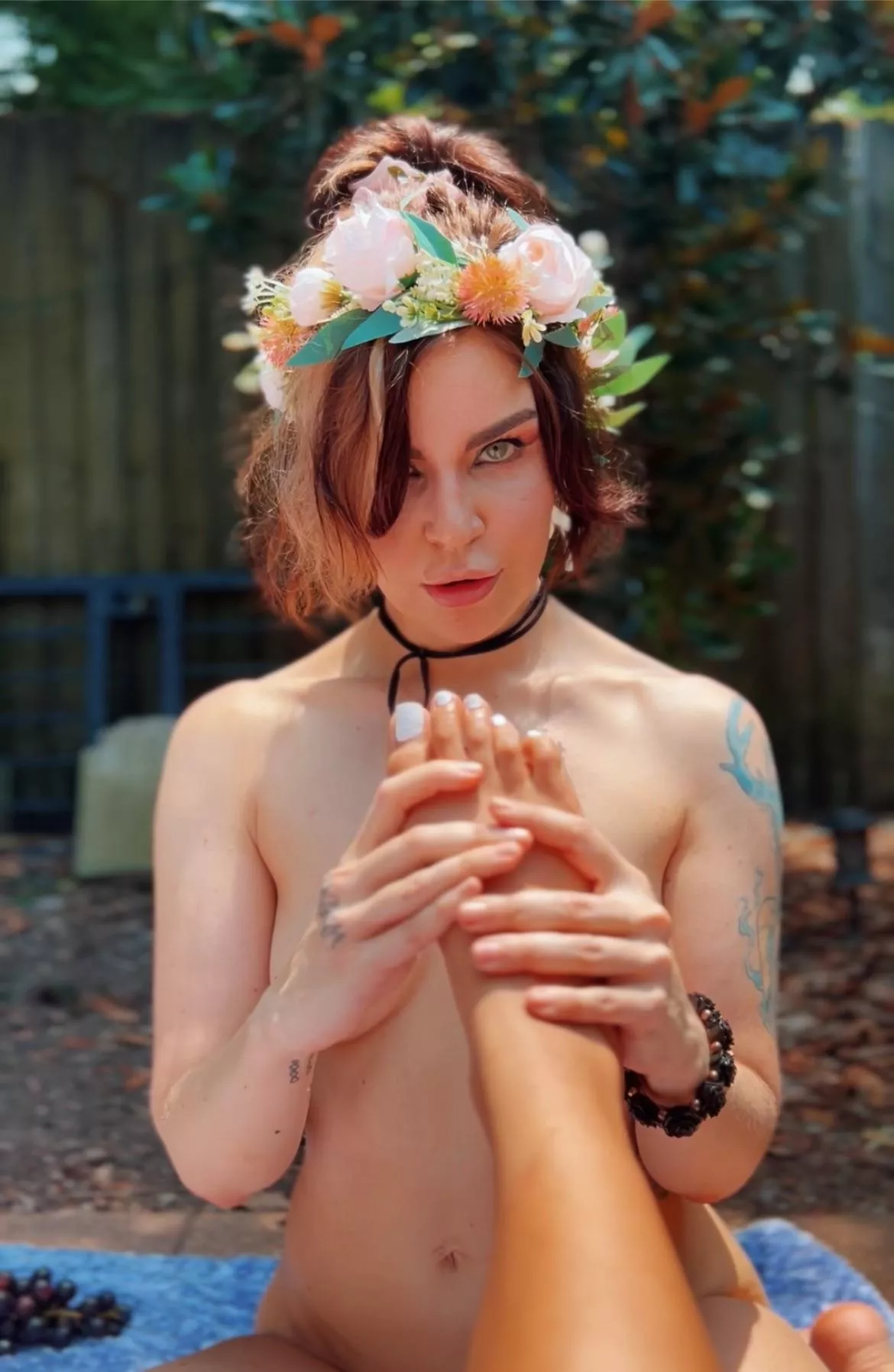 U come upon a naked nymph in the forest who begs u to let her give u a foot massage, do u do it?