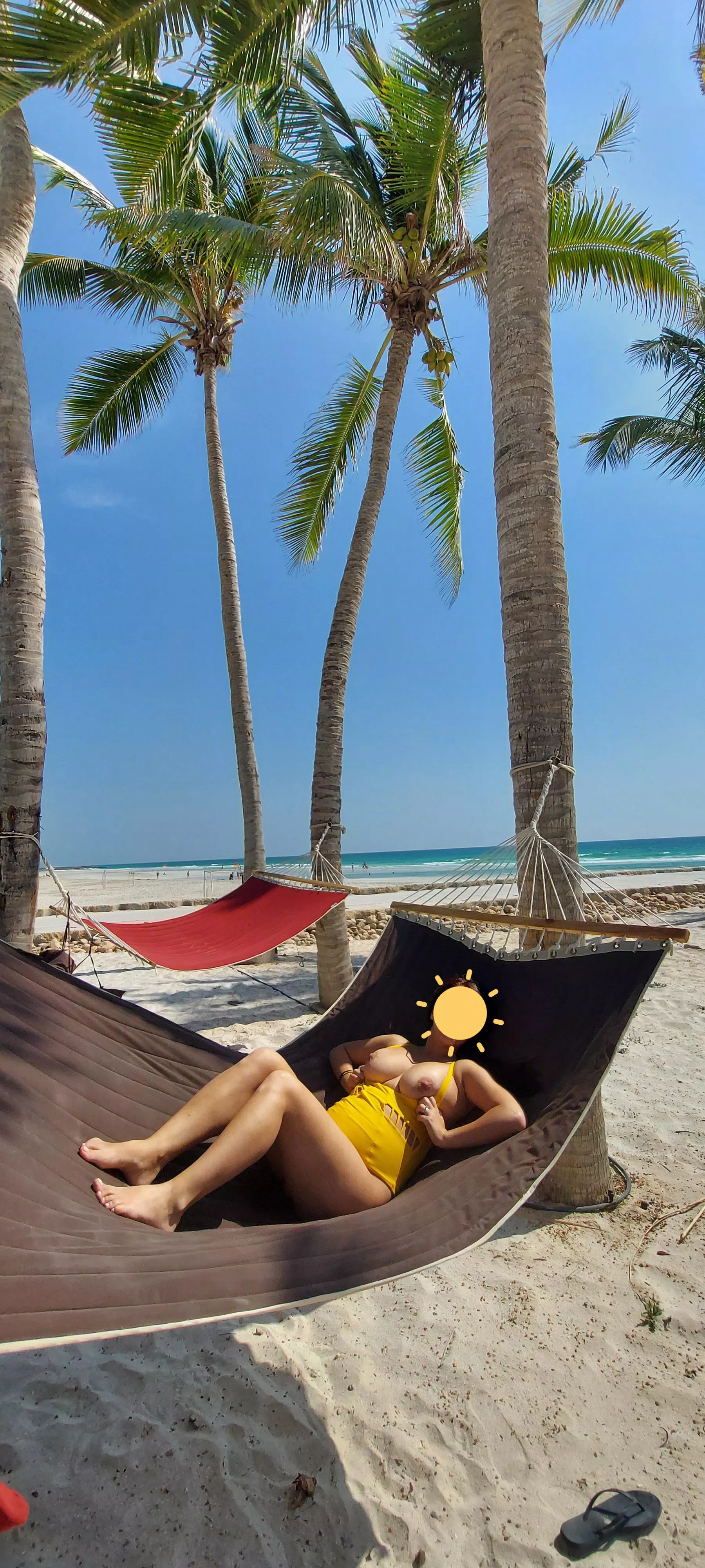 Dared to flash my preggo boobs on the beach 