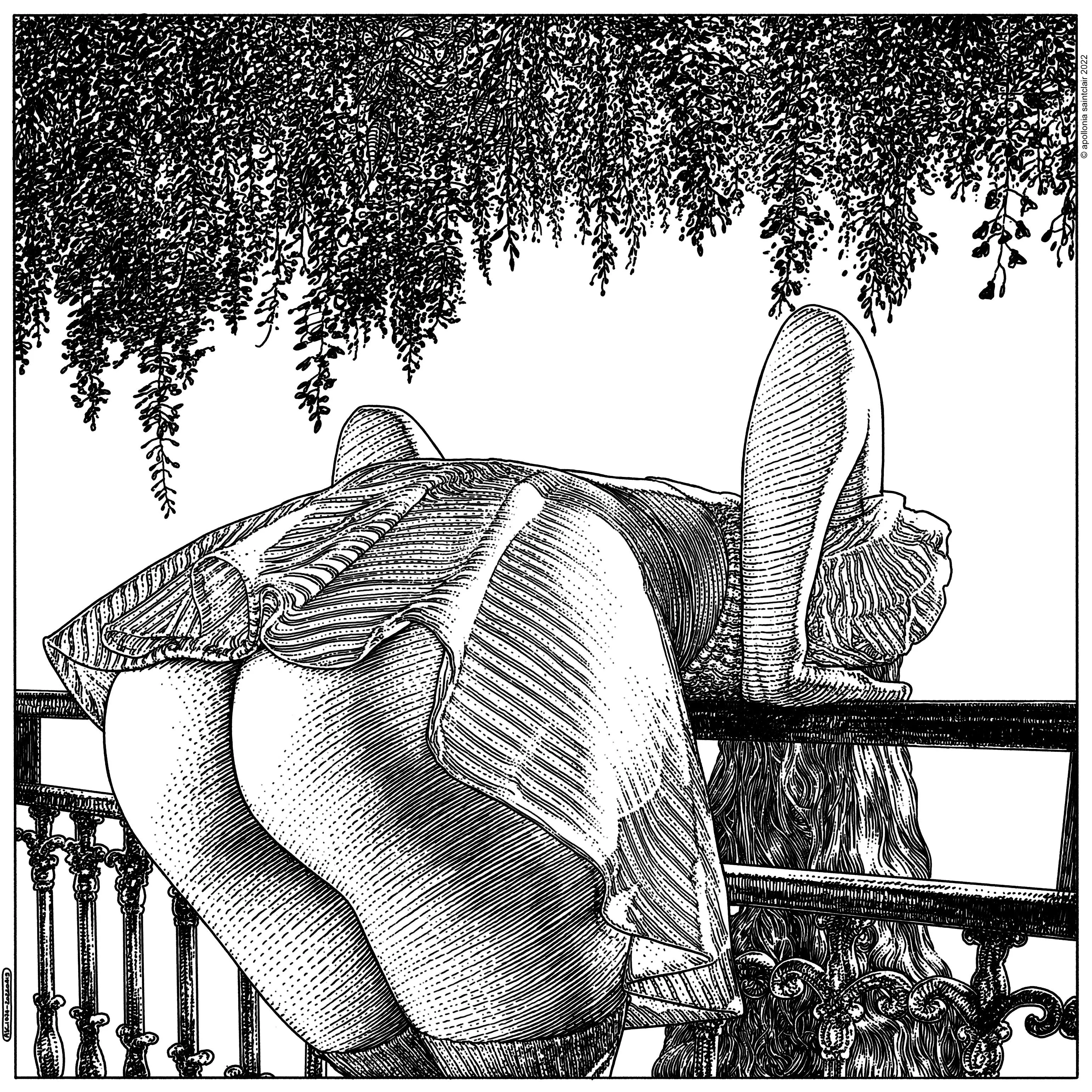La demoiselle de la tour (Here are golden stairs) by Apollonia Saintclair