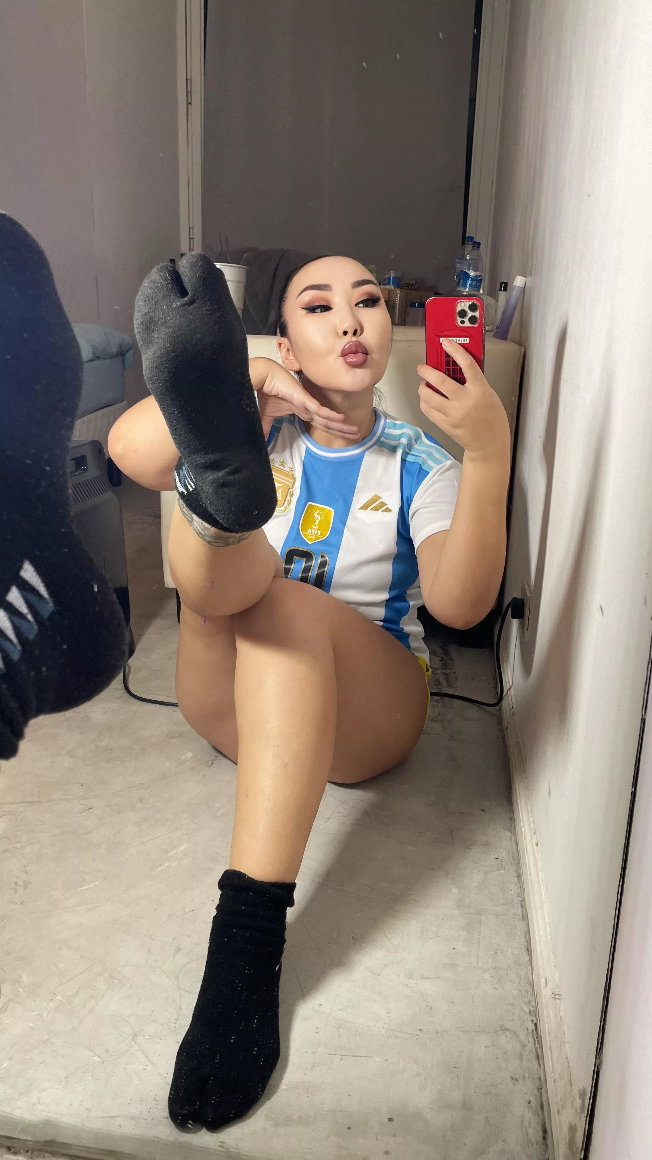 Shall we take off everything except the socks?[f]