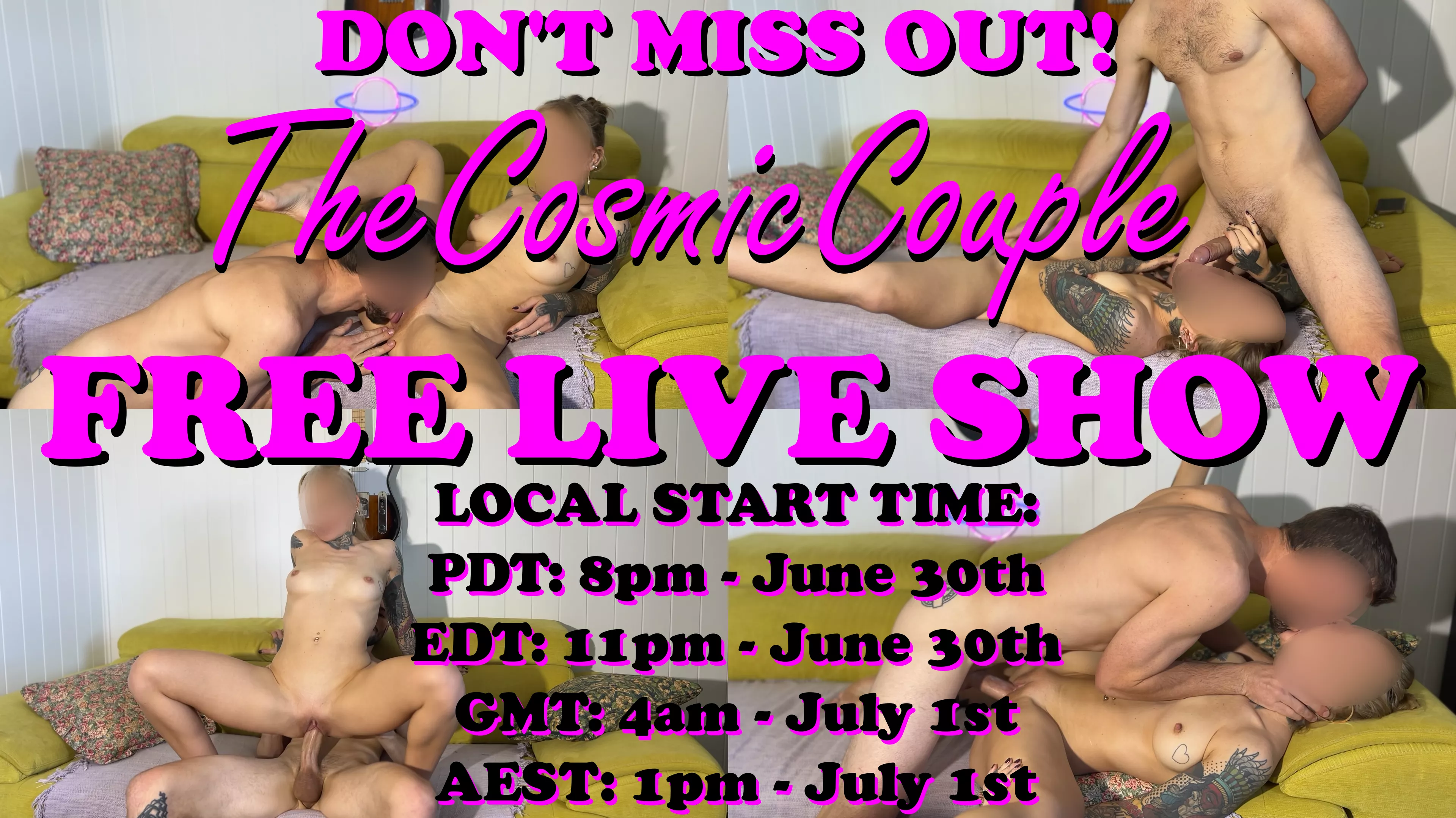 FREE LIVE BROADCAST! Mark it in your diary! We're celebrating reaching 100,000 followers on Chaturbate with a partyyy. An afternoon of naughty fun, completely free for all that would like to join! Hit this link and give us a follow ready for the FREE SH