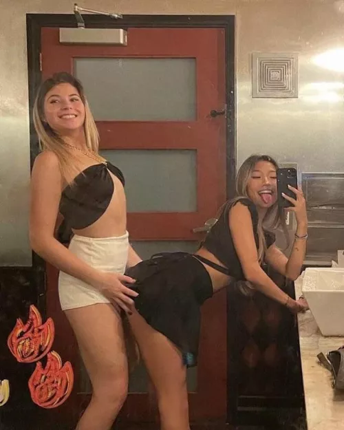 Girl behind or girl bent over the counter?