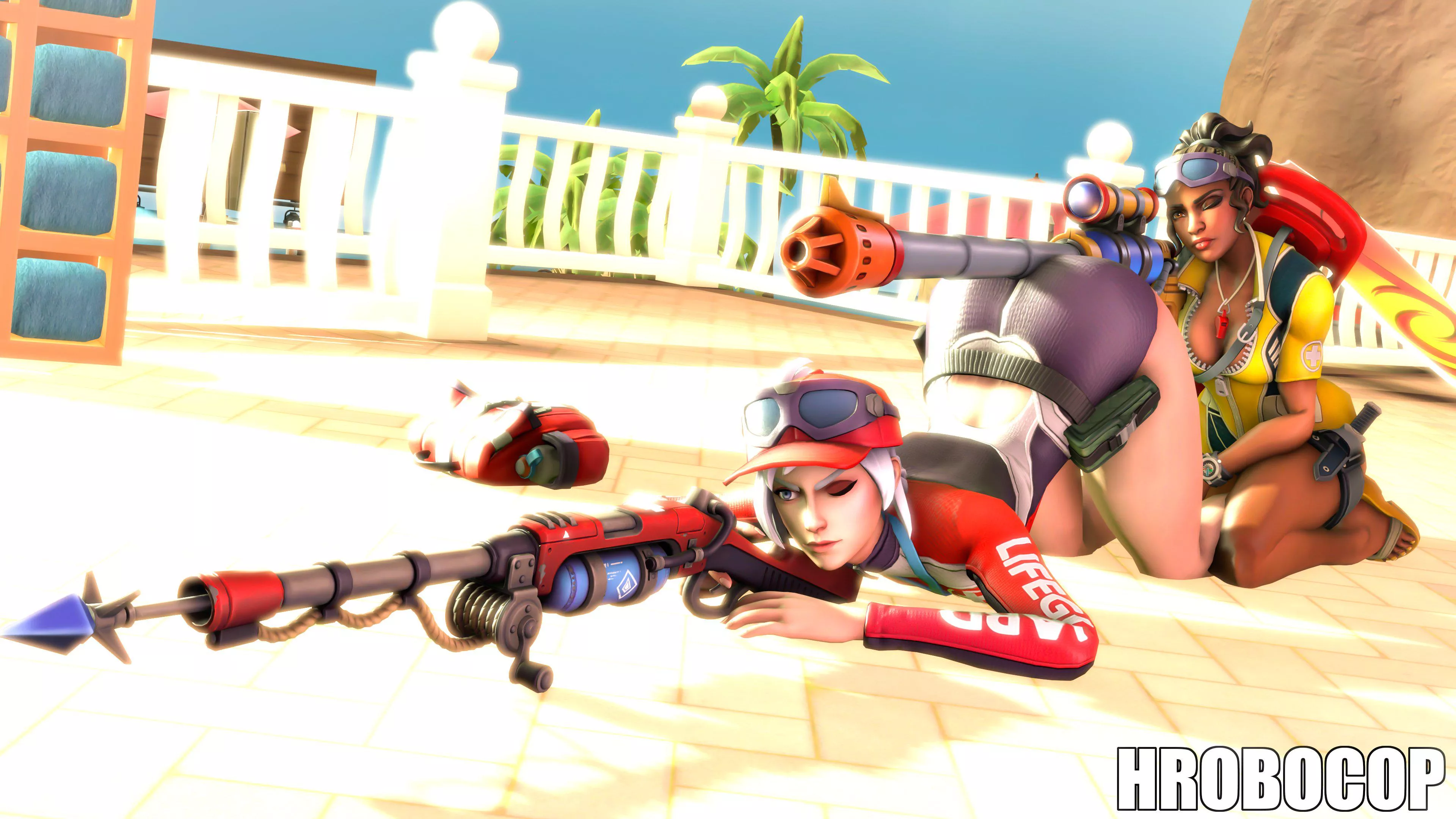 Lian and Kinessa protect the beach goers (HC)