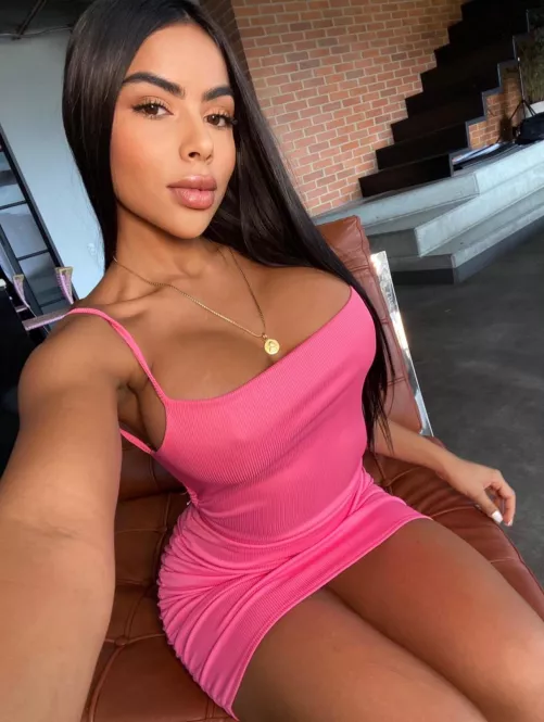 Nothing better than big fake tits wrapped in a tight pink dress