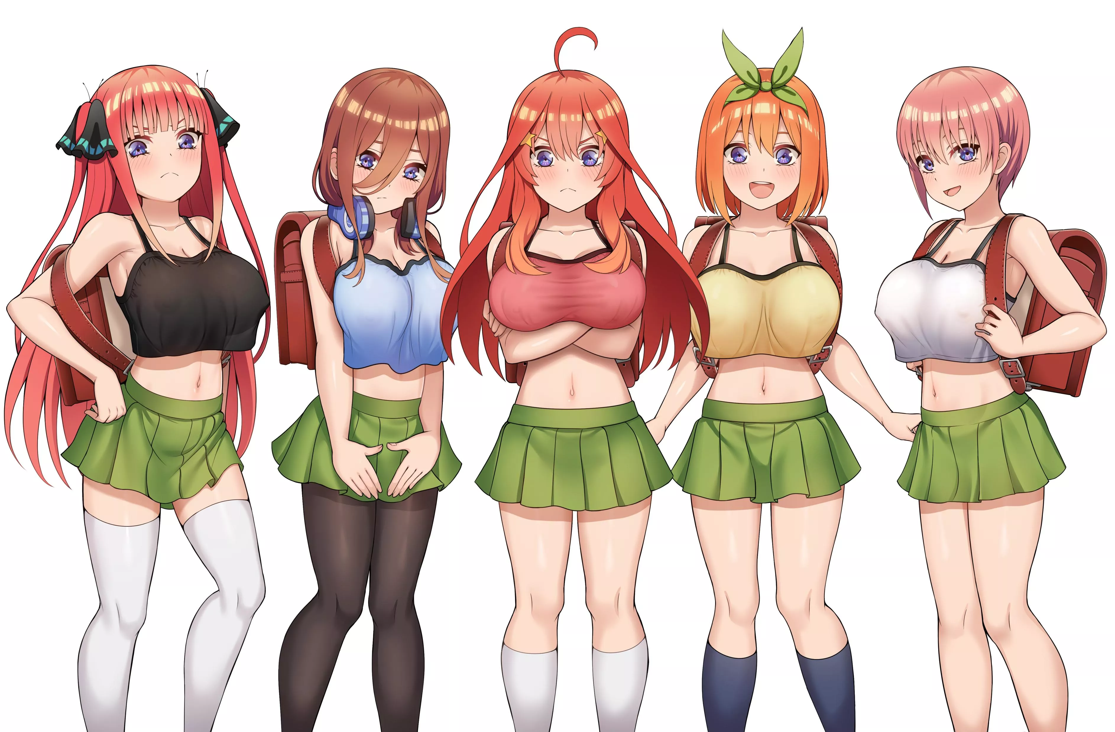 The Sisters Wearing Their New Uniforms (The Quintessential Quintuplets)