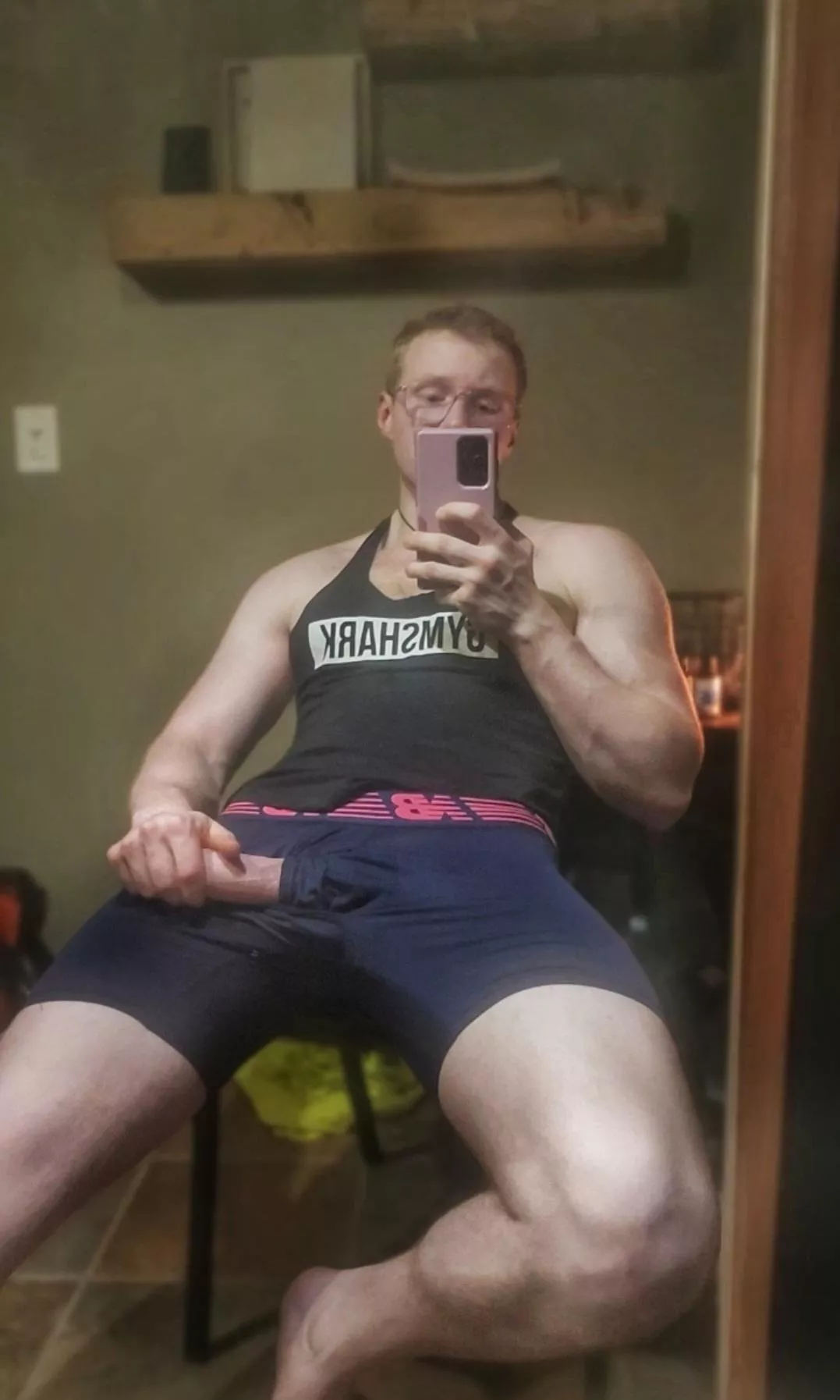 Get on your knees and suck my sweaty cock after the gym NOW !!