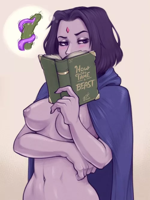 [PinkTaco] (Teen Titans) Raven is getting ideas for pleasuring Beastboy. All characters are adults
