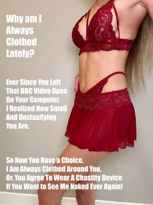 Wear the cage or never see me naked again? 😈😈