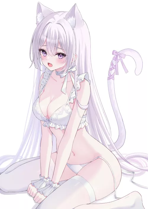 Cute neko with untied panties