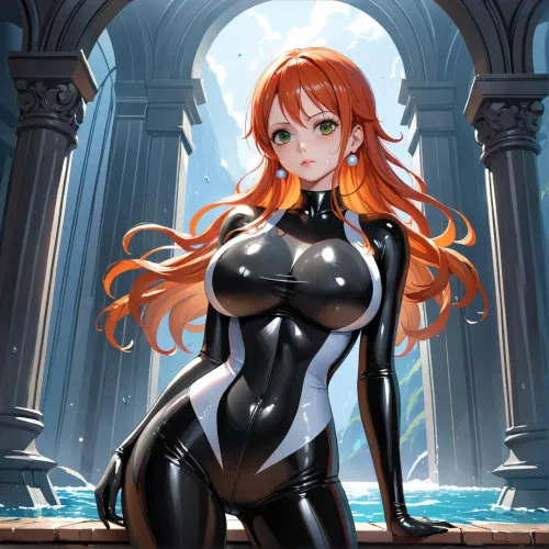 Nami in black bodysuit <3