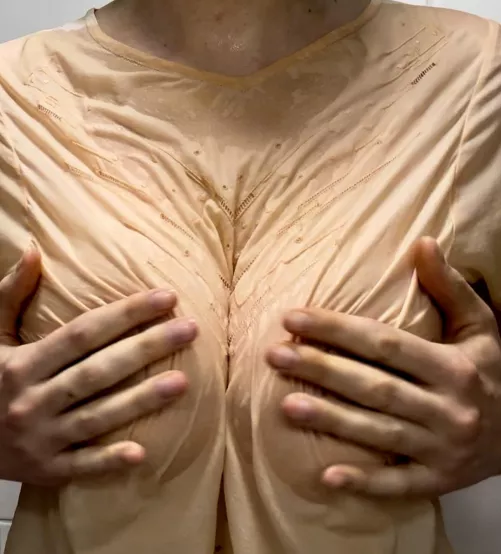 Soaking wet boobie massage