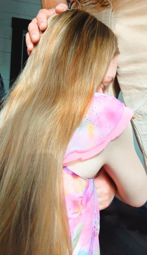 Wrapped around Daddy's leg before he goes to work 